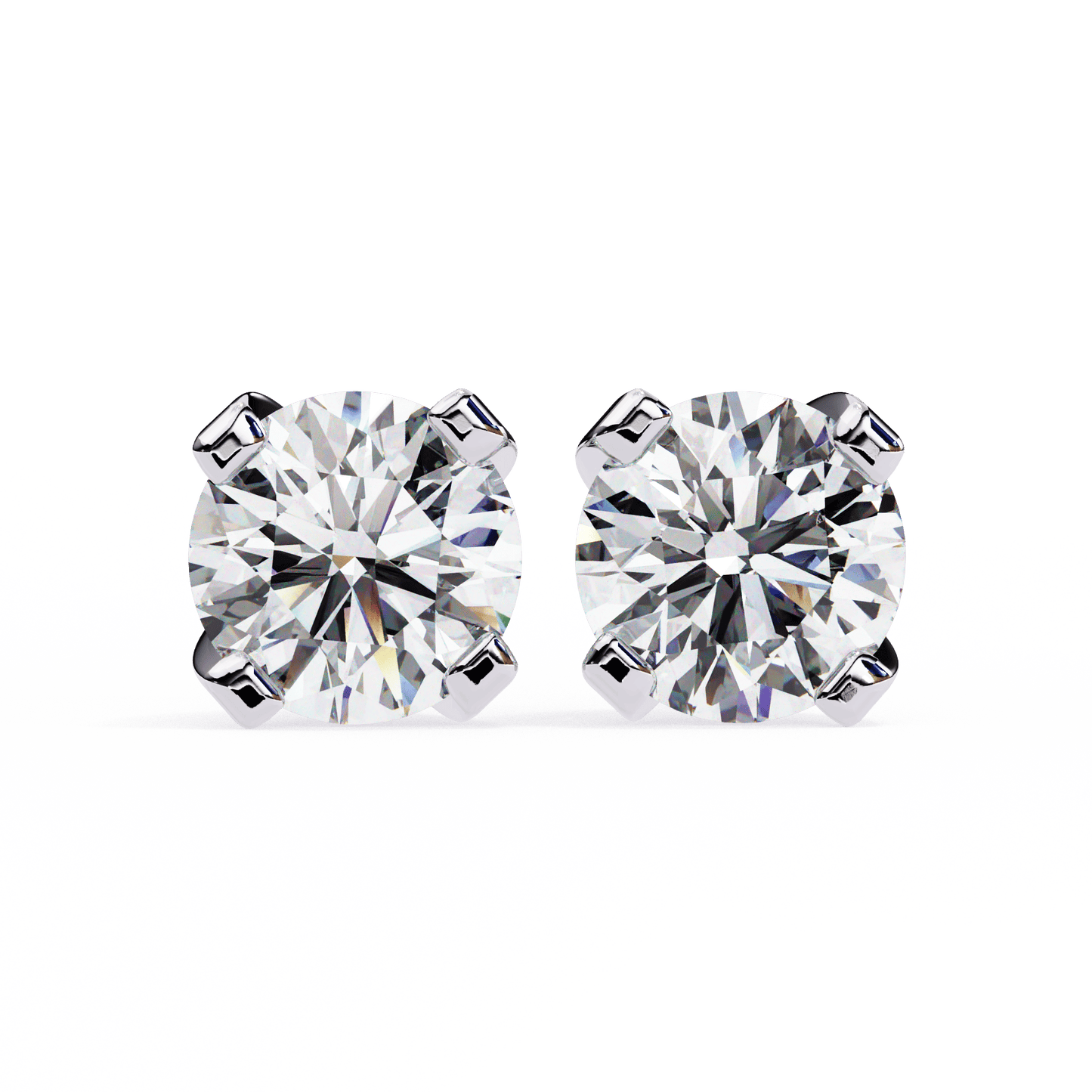 1 Carat Each Round Diamond Earrings