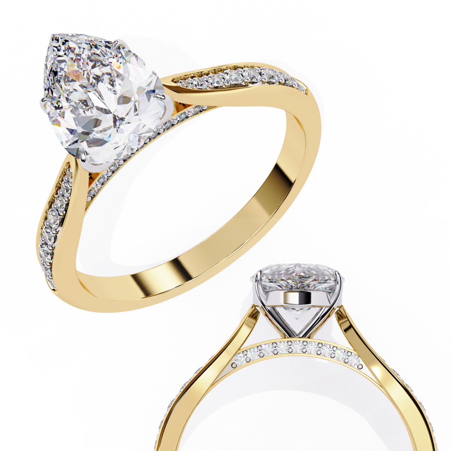 Little Drop Pear Solitaire Ring