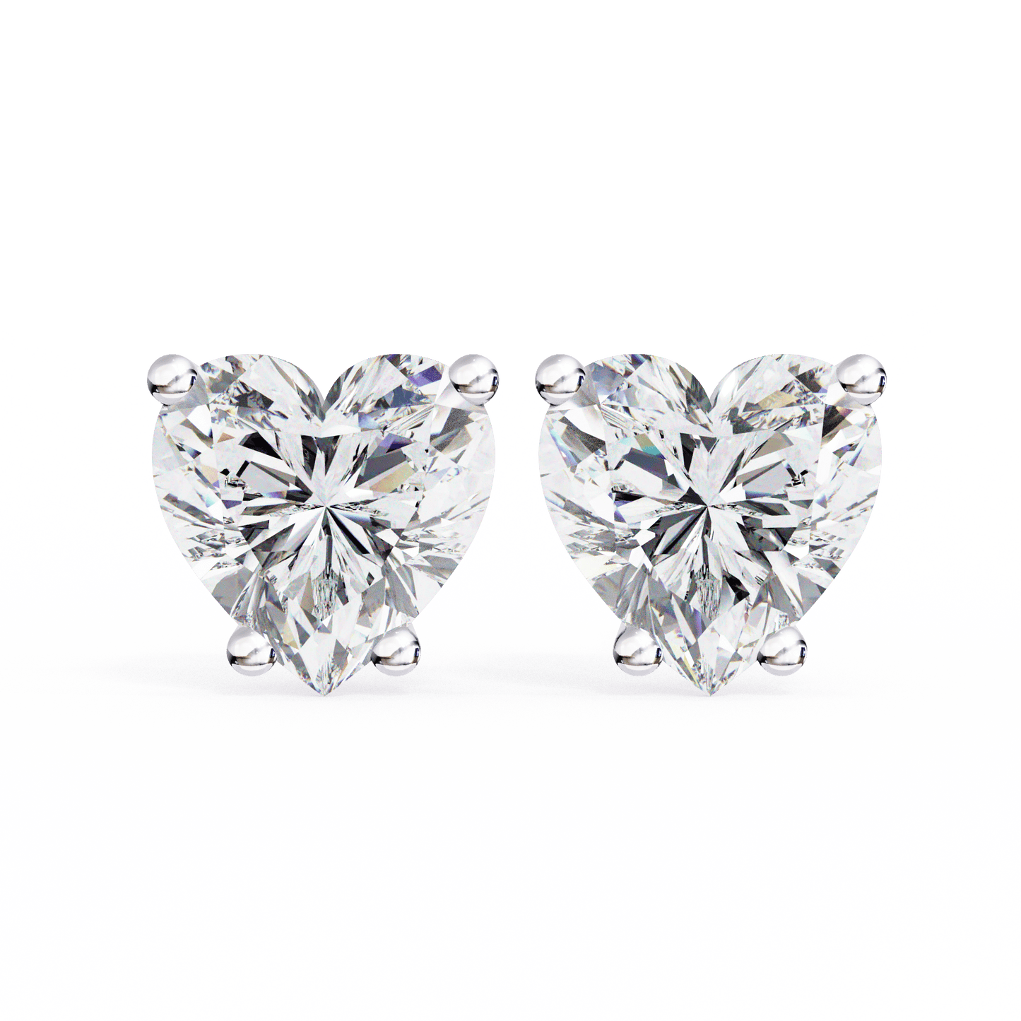 1.21 Carat Each Heart Solitaire Earrings
