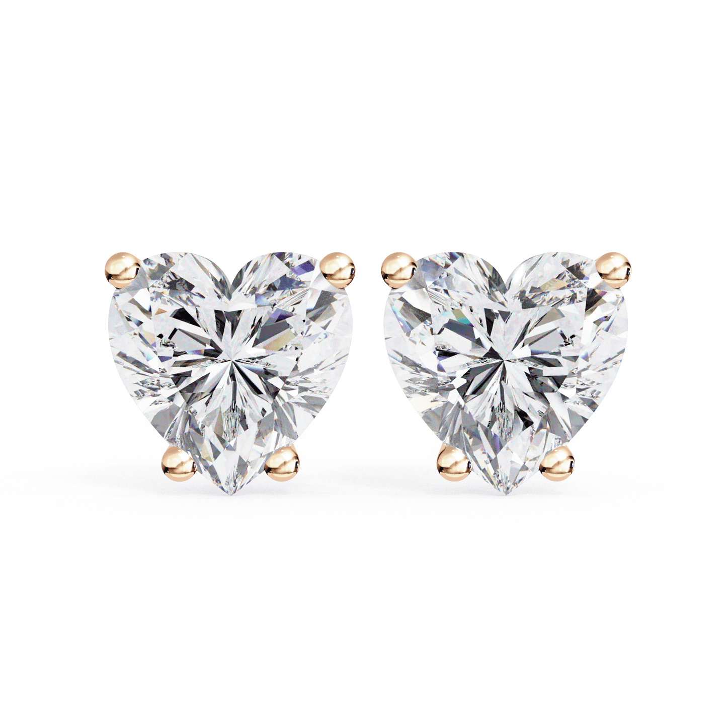 1.21 Carat Each Heart Solitaire Earrings