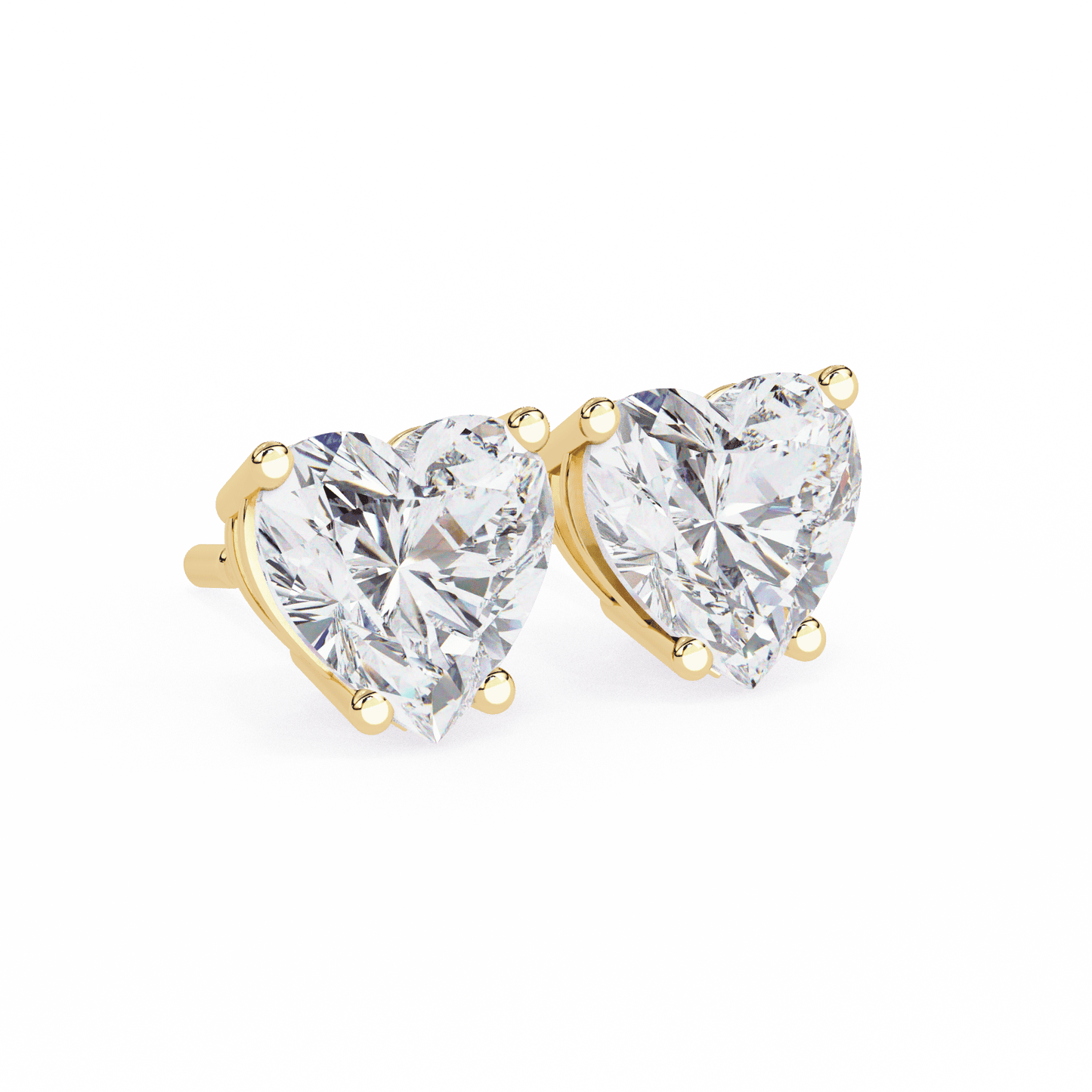 1.21 Carat Each Heart Solitaire Earrings