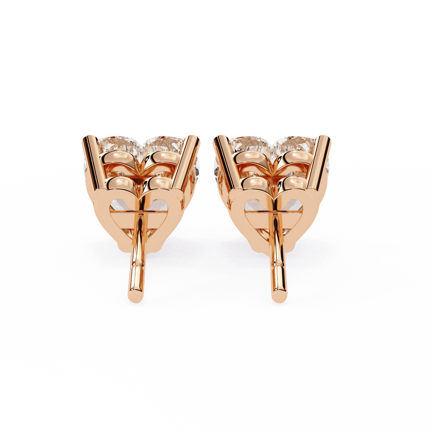 1.21 Carat Each Heart Solitaire Earrings