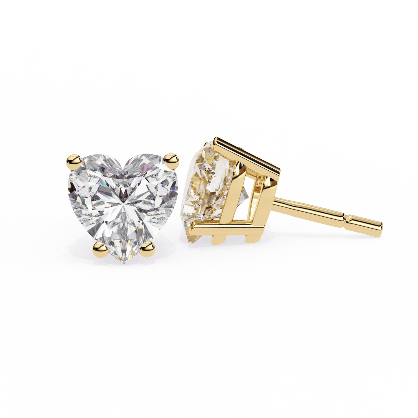 1.21 Carat Each Heart Solitaire Earrings