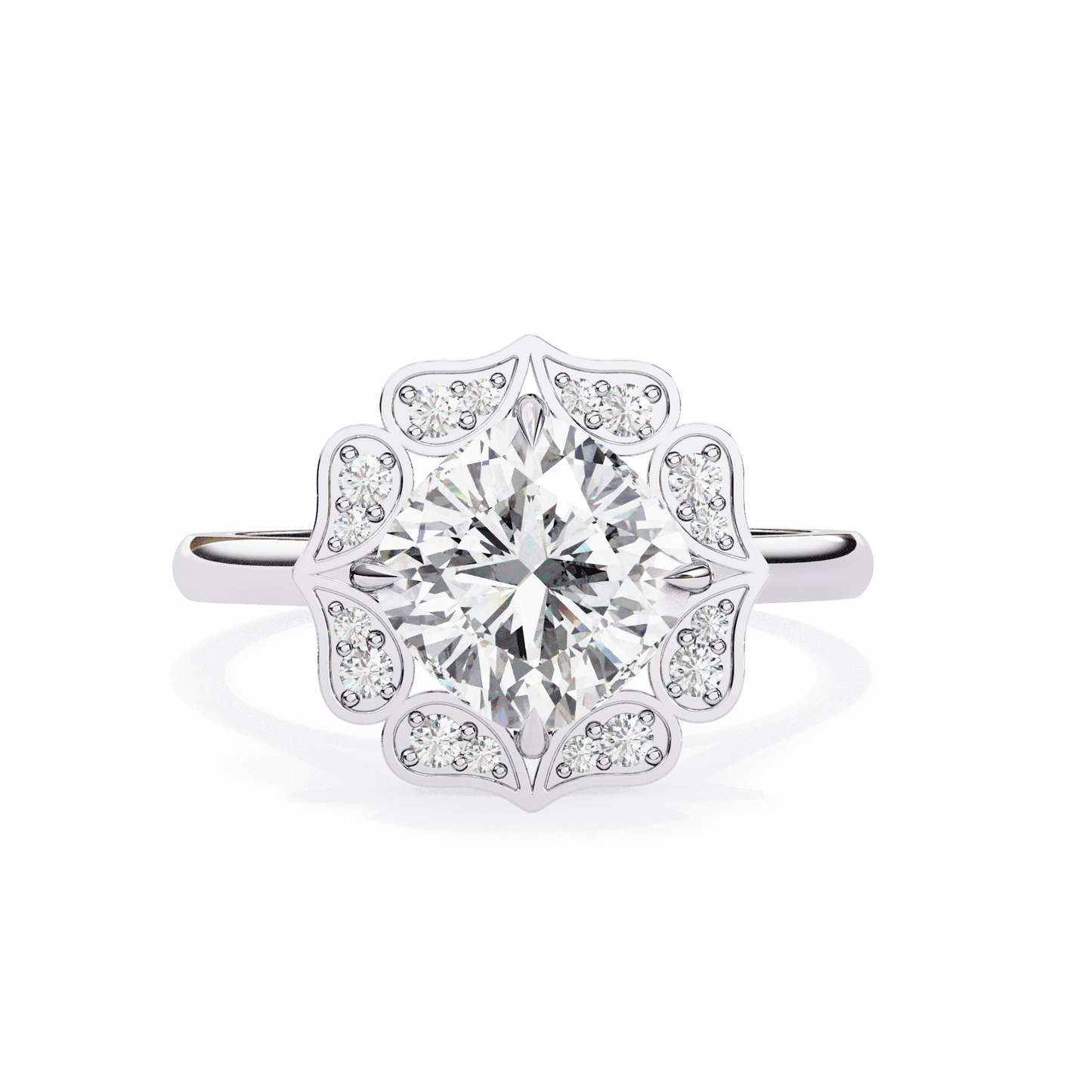 White Lotus Solitaire 3.36 Carat Engagement Ring