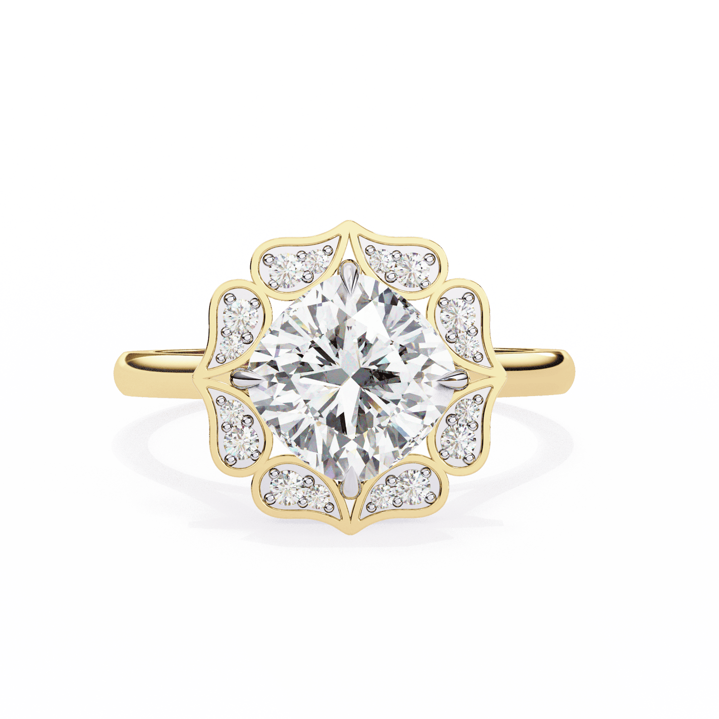 White Lotus Solitaire 3.36 Carat Engagement Ring