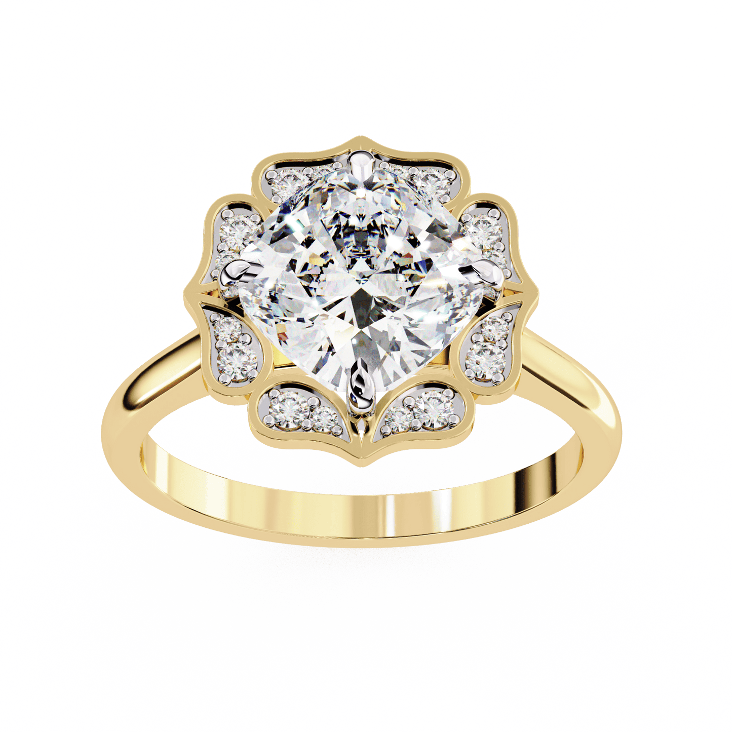 White Lotus Solitaire 3.36 Carat Engagement Ring