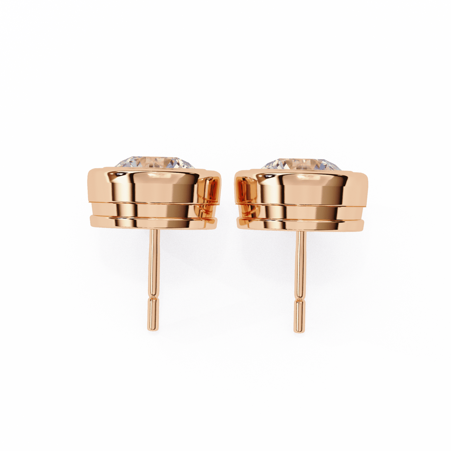 2.02 Carat Round in Bezel Solitaire Earrings