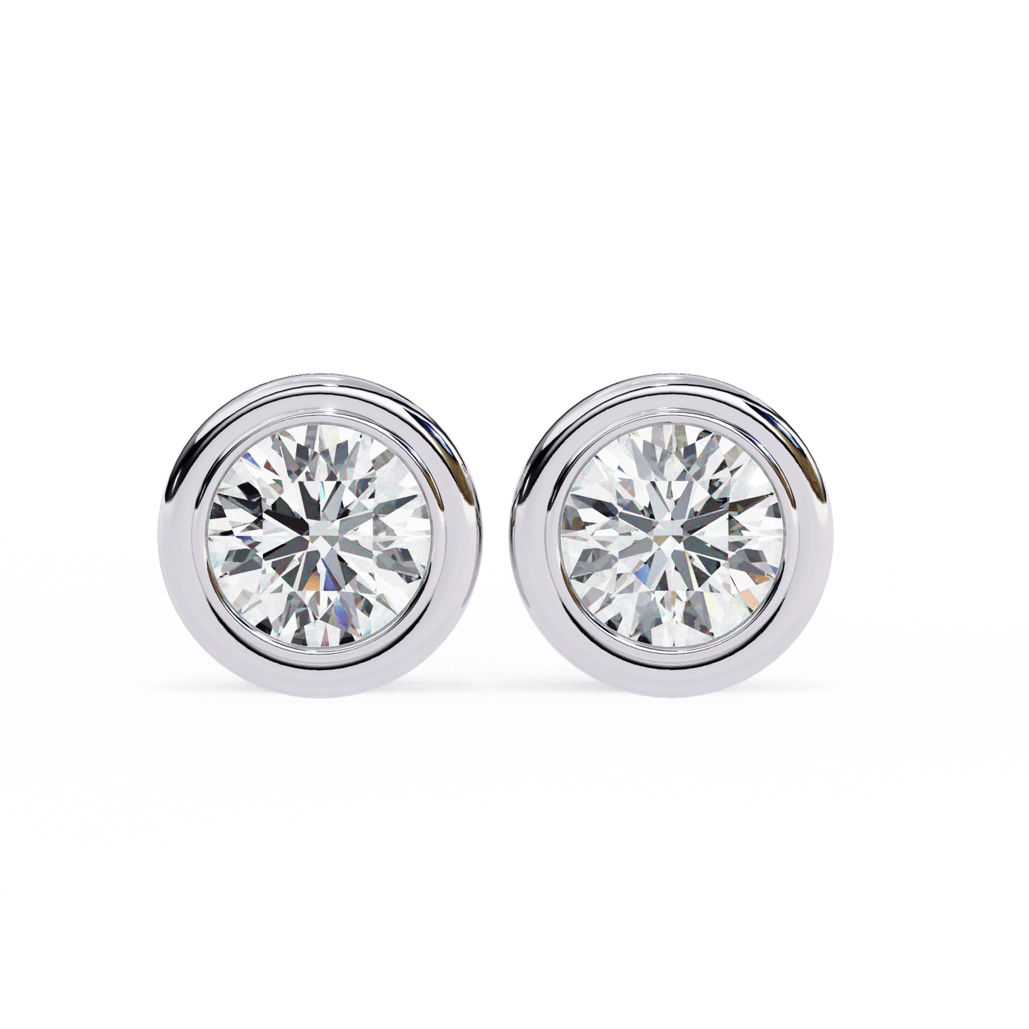 2.02 Carat Round in Bezel Solitaire Earrings