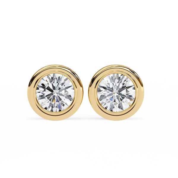 2.02 Carat Round in Bezel Solitaire Earrings