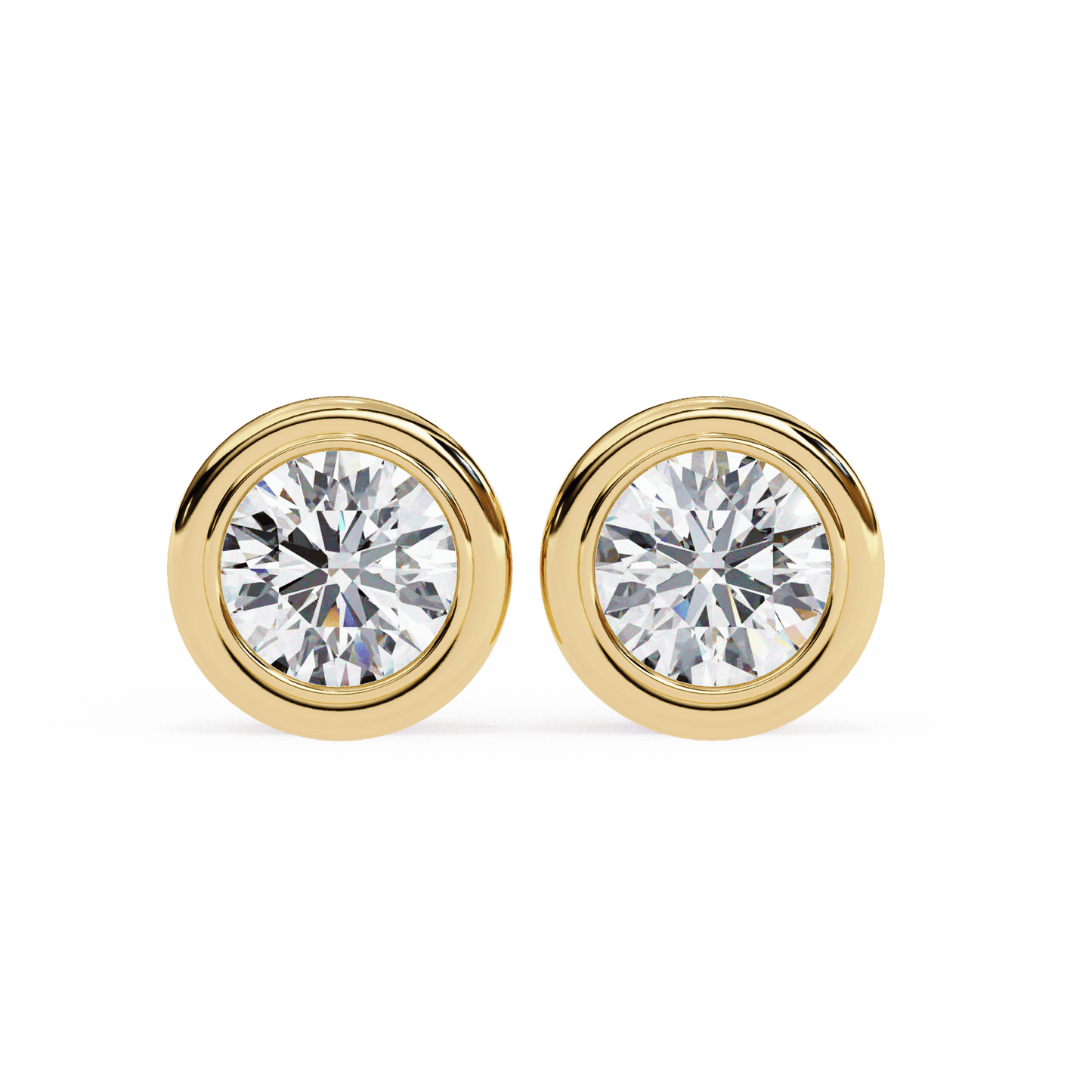 2.02 Carat Round in Bezel Solitaire Earrings