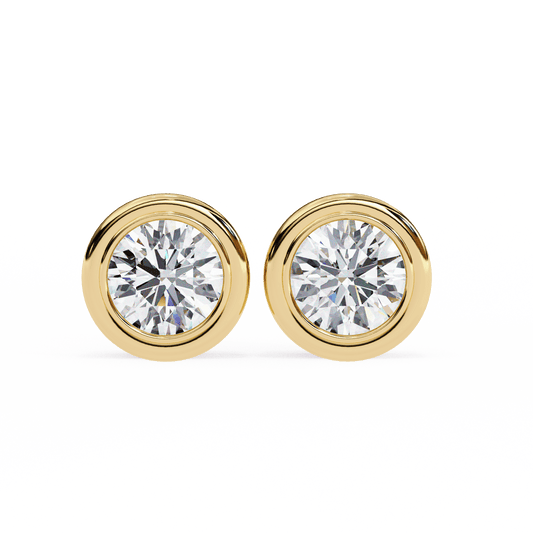 2.02 Carat Round in Bezel Solitaire Earrings