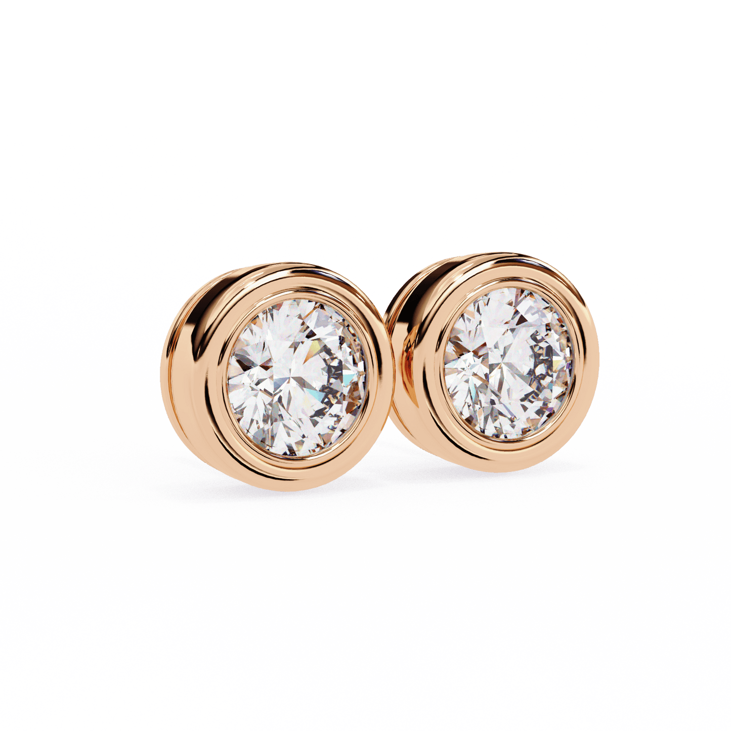 2.02 Carat Round in Bezel Solitaire Earrings
