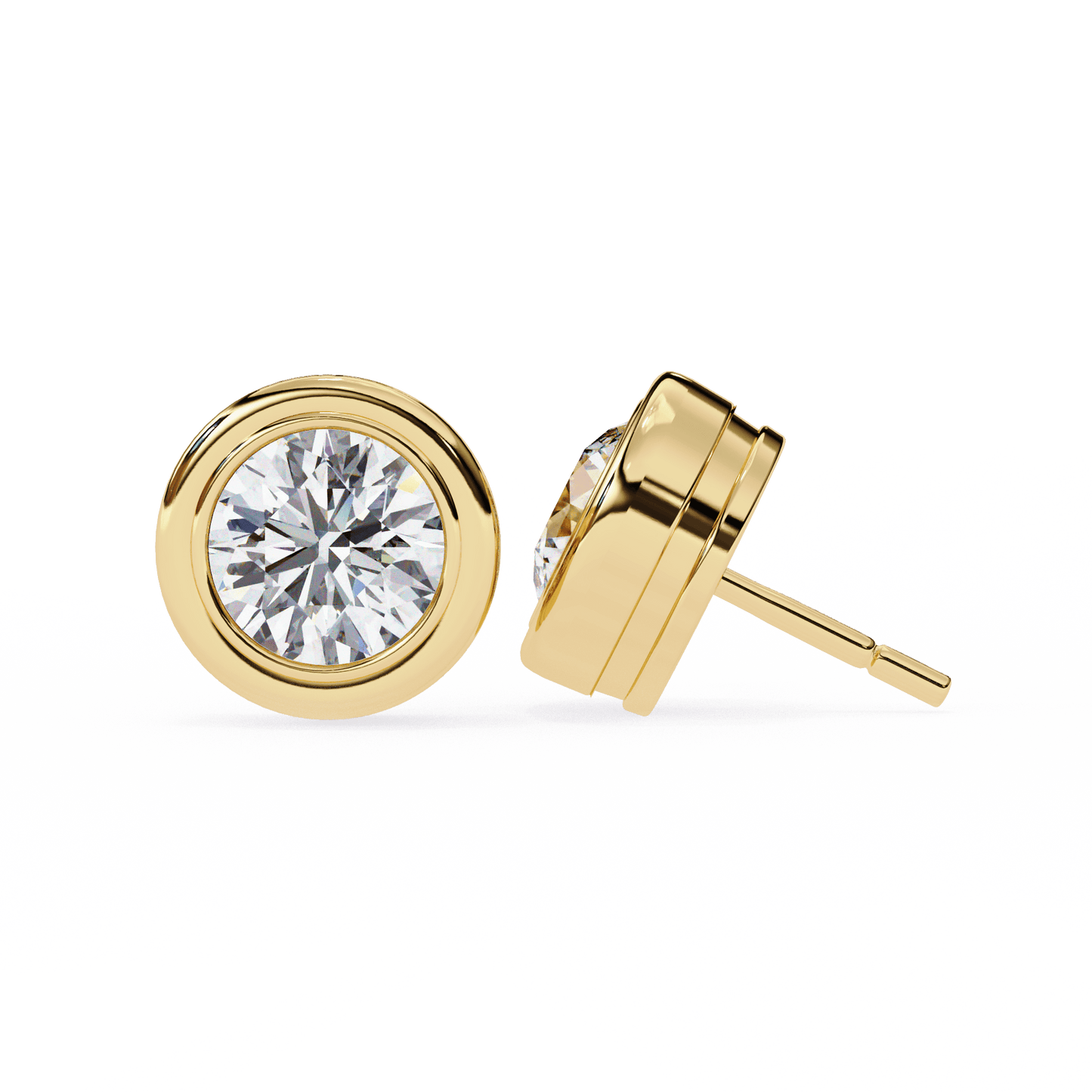 2.02 Carat Round in Bezel Solitaire Earrings
