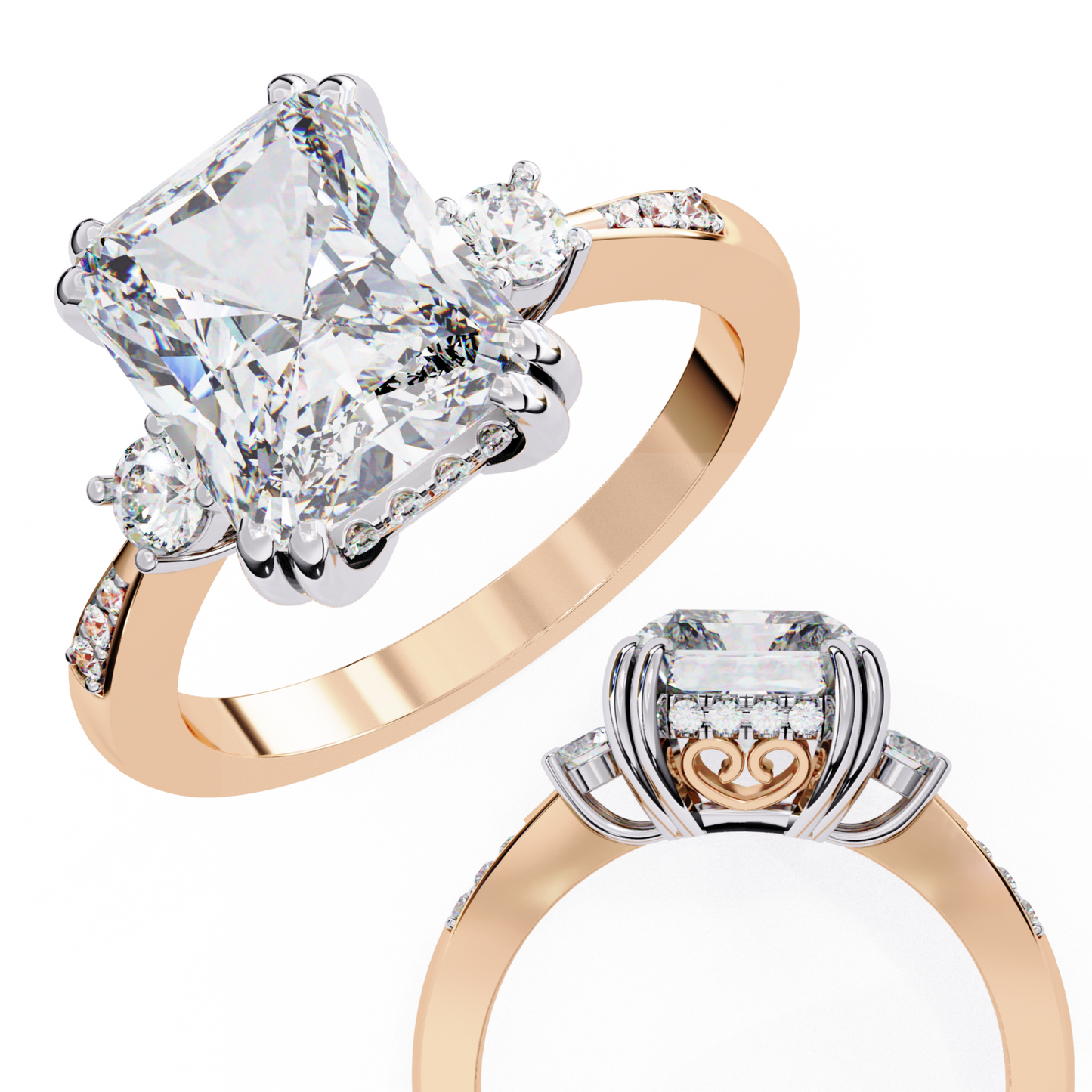 Timeless Trio Radiant Cut Engagement Ring