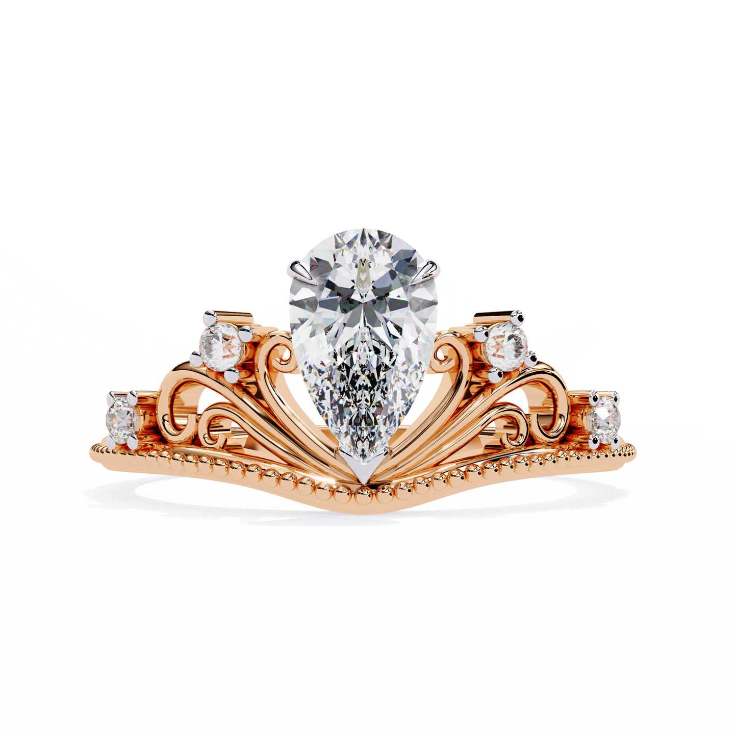 Queen's Crown0.97 Carat Pear Solitaire Ring