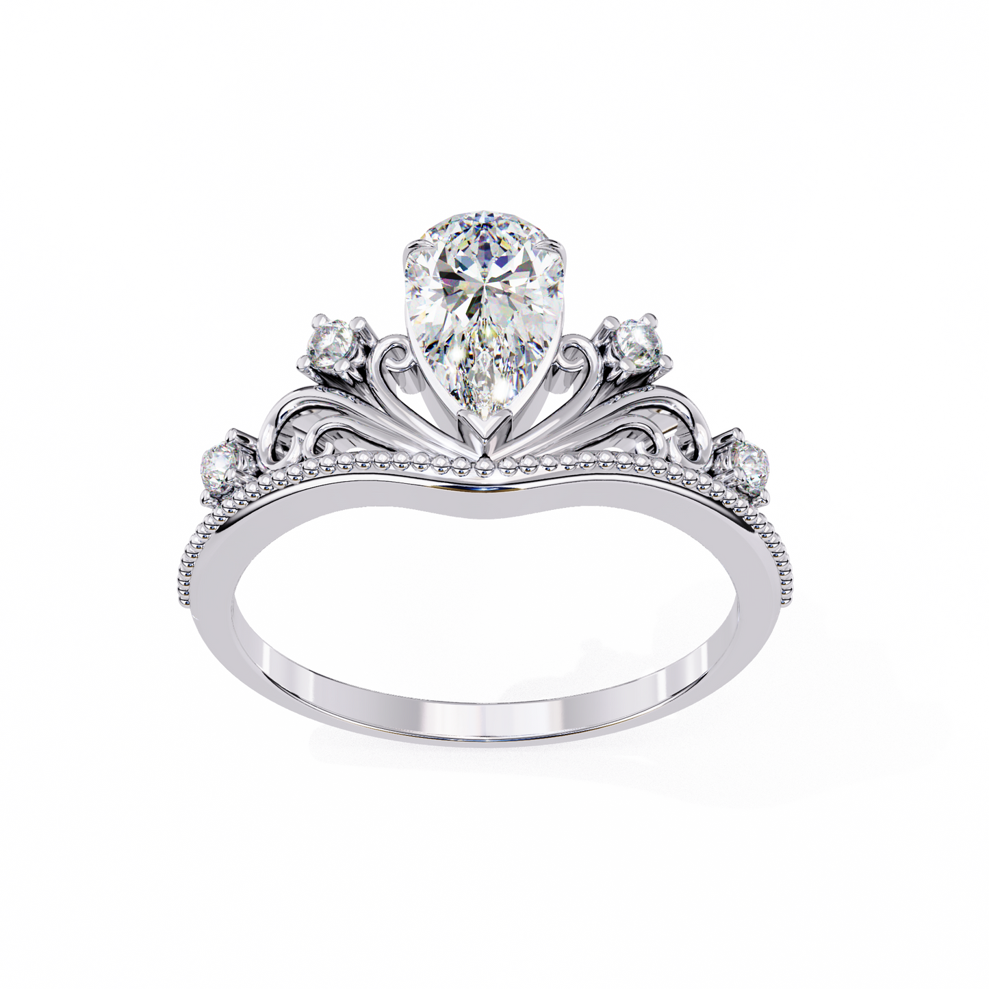 Queen's Crown0.97 Carat Pear Solitaire Ring