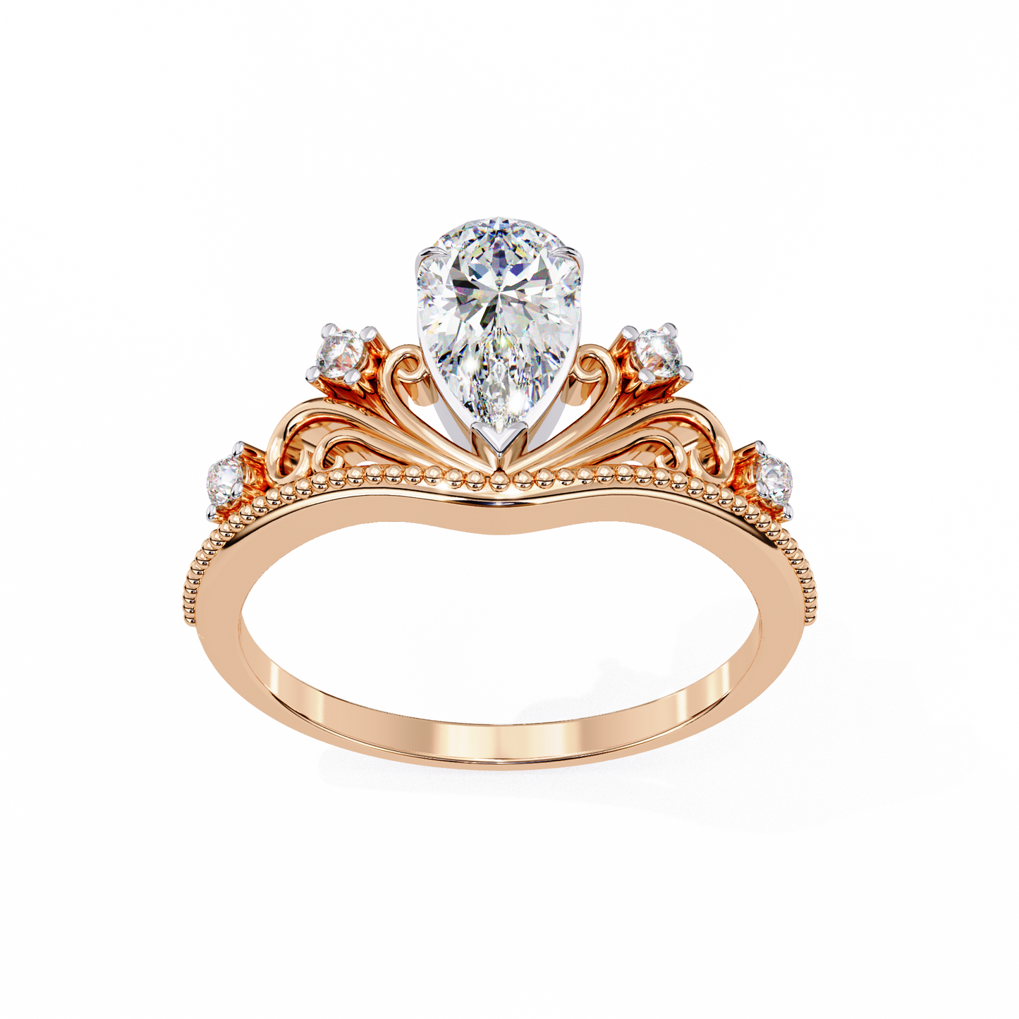 Queen's Crown0.97 Carat Pear Solitaire Ring