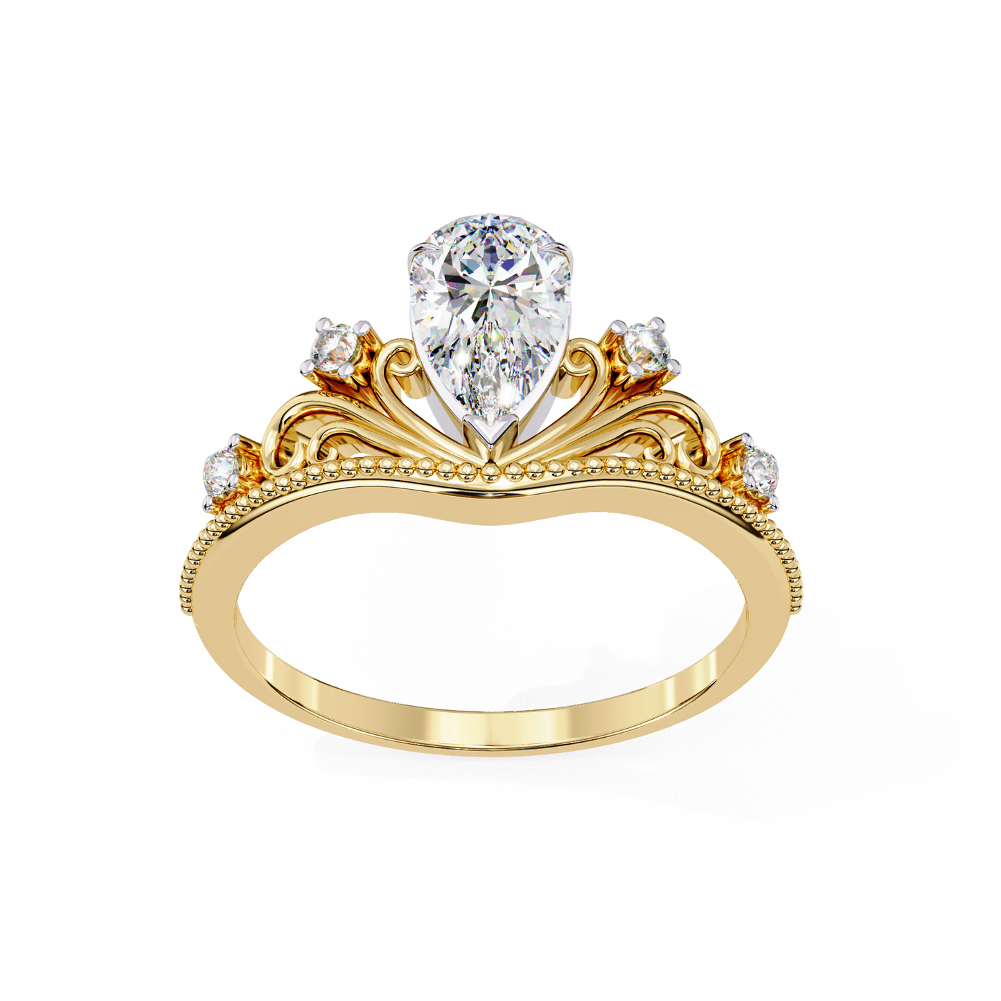 Queen's Crown0.97 Carat Pear Solitaire Ring