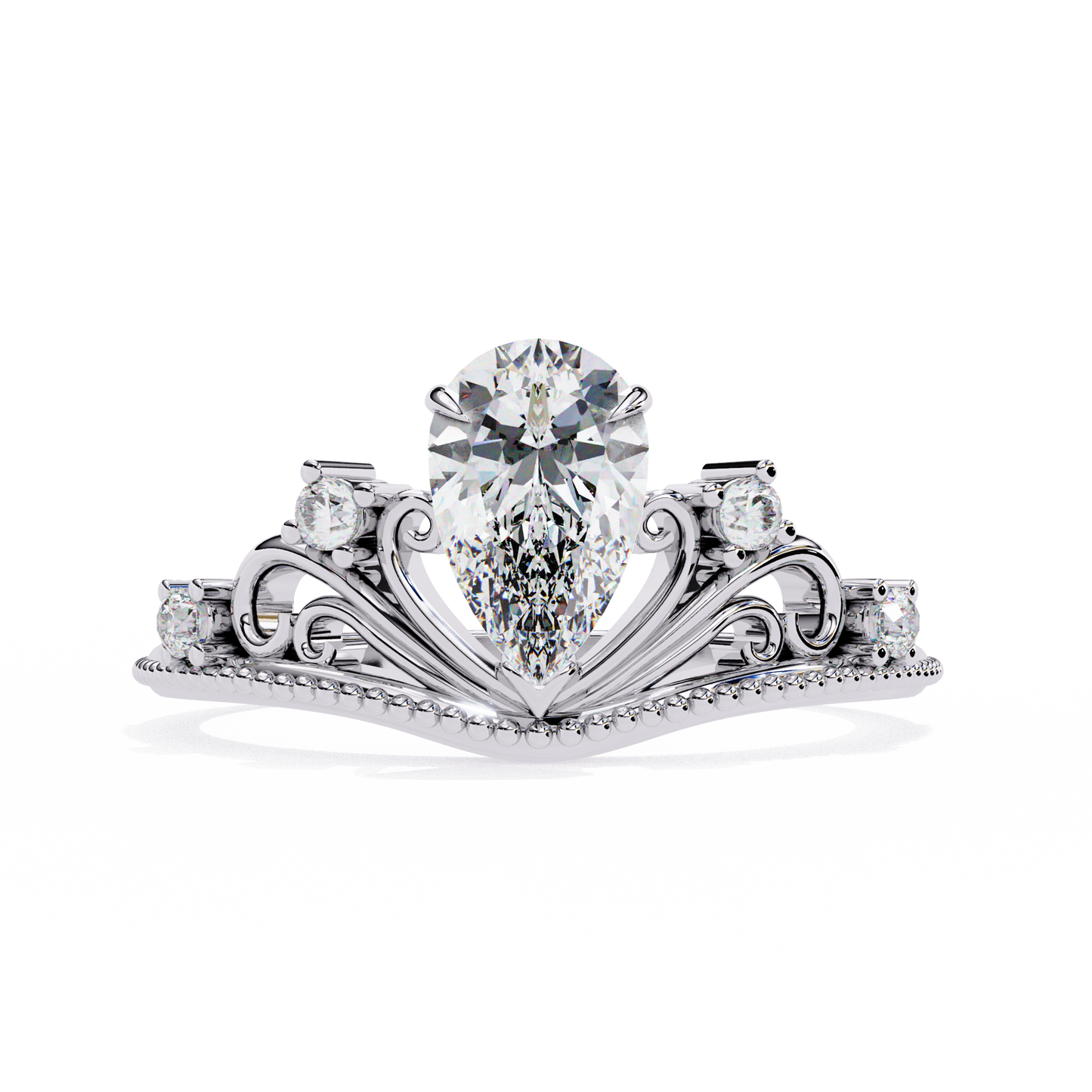 Queen's Crown0.97 Carat Pear Solitaire Ring