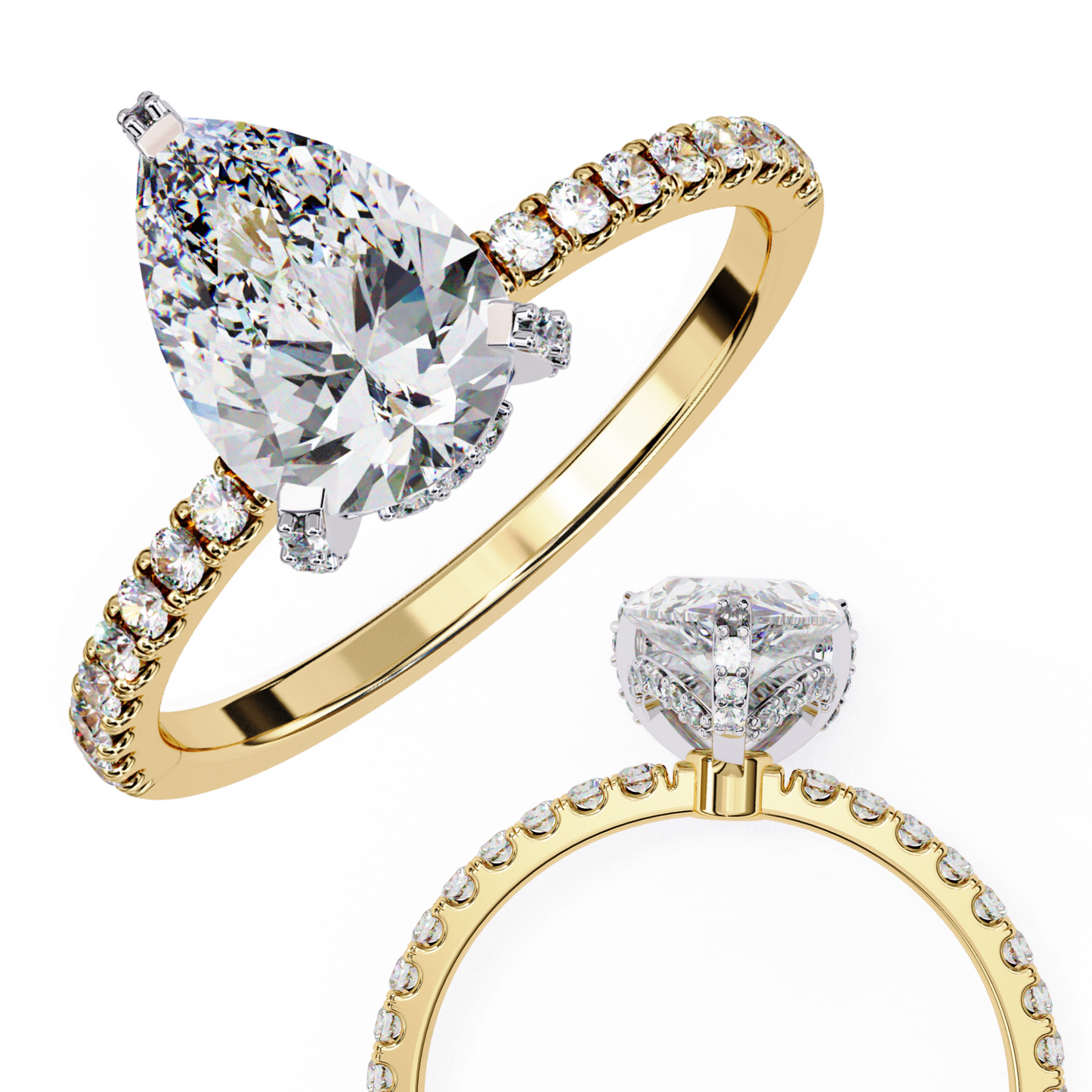 Sleek Tear Drop Solitaire Ring