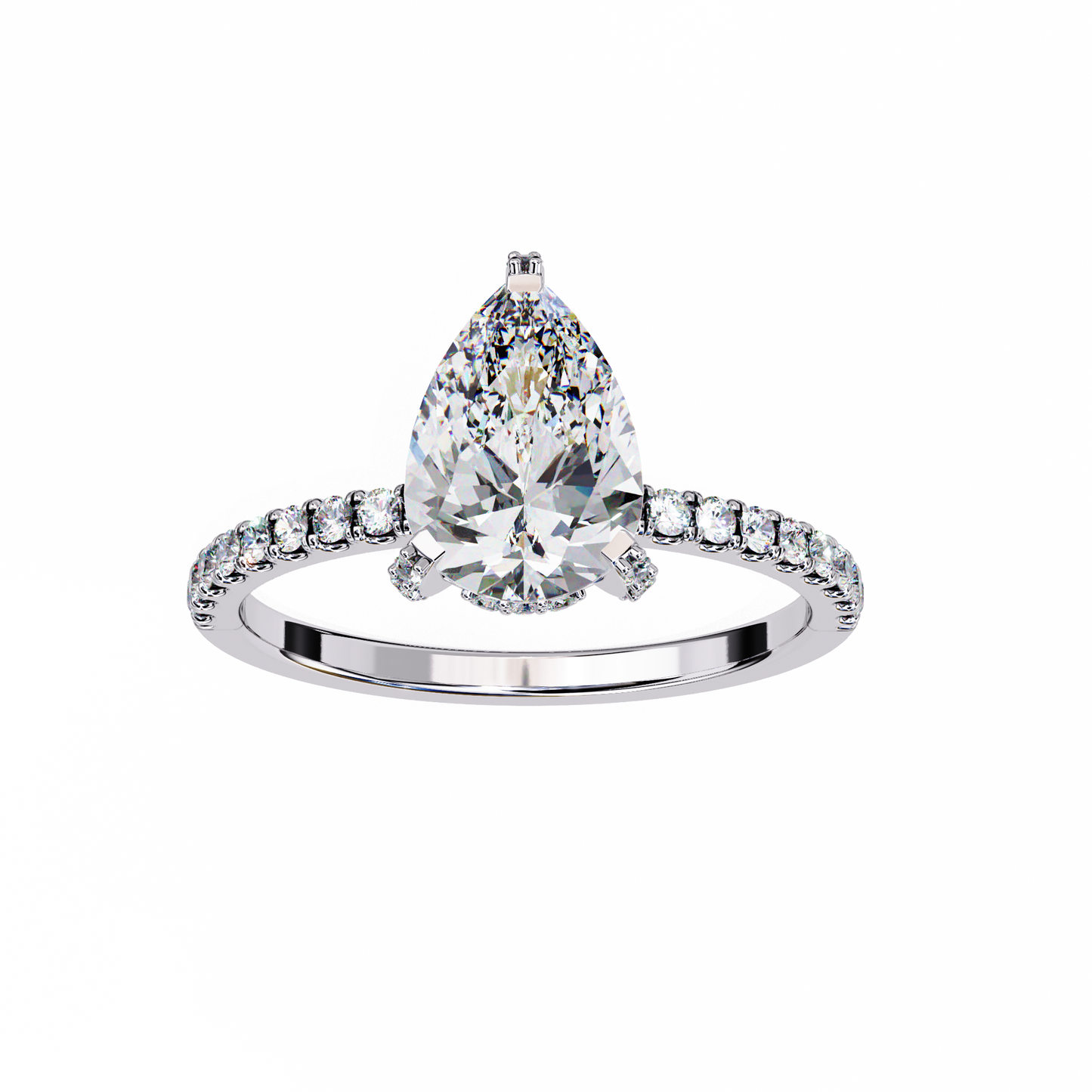 Sleek Tear Drop Solitaire Ring