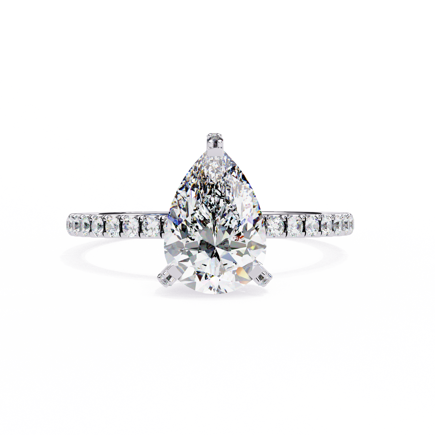 Sleek Tear Drop Solitaire Ring