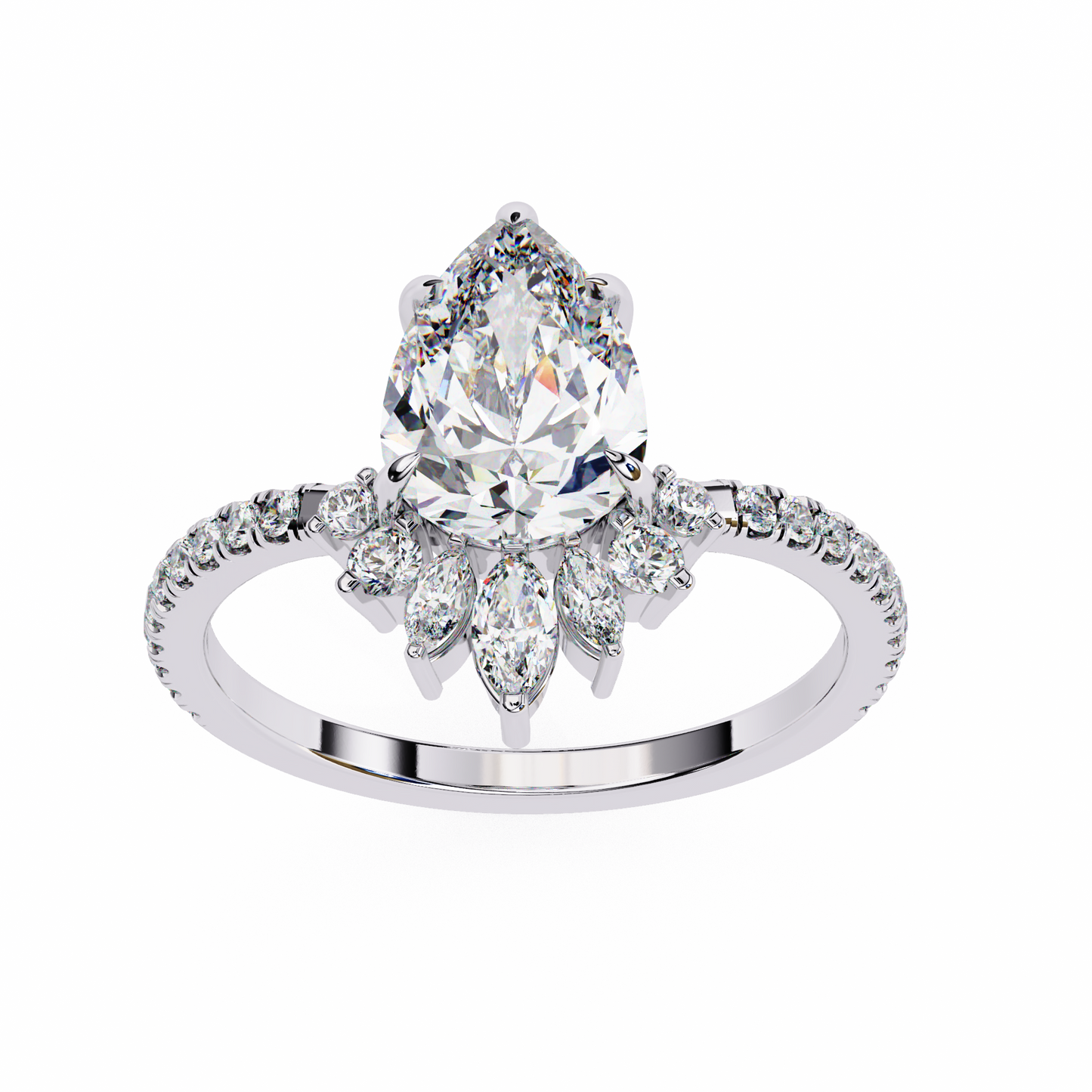 Blend Pear and Marquise Solitaire Ring