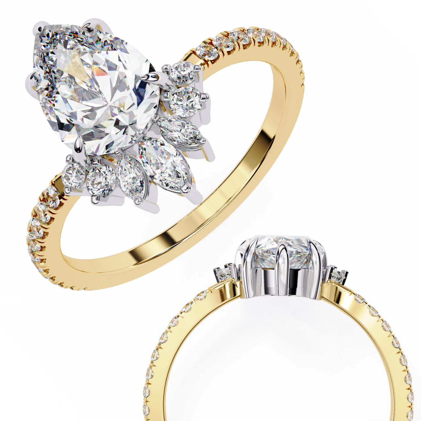 Blend Pear and Marquise Solitaire Ring