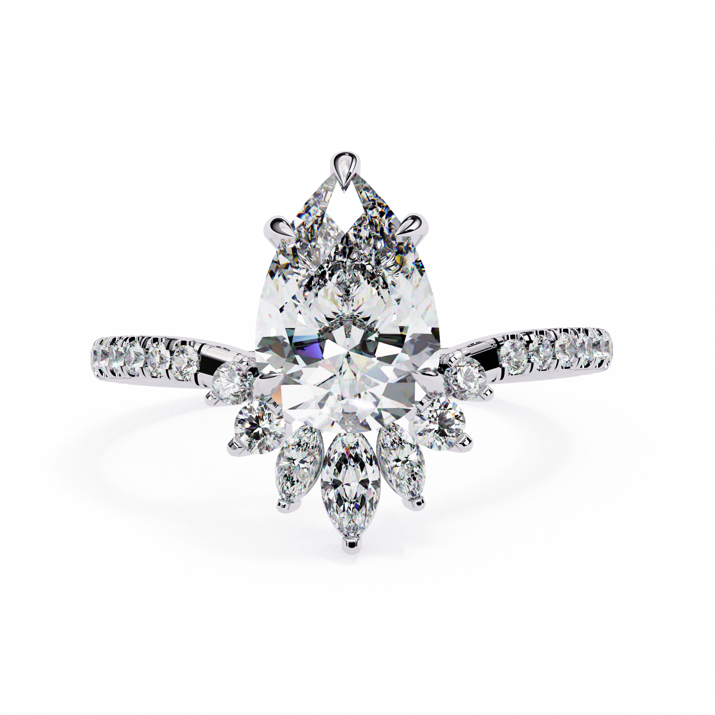 Blend Pear and Marquise Solitaire Ring