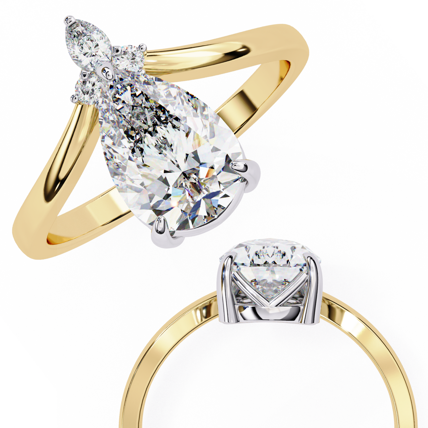 Dancing Duo Solitaire Engagement ring