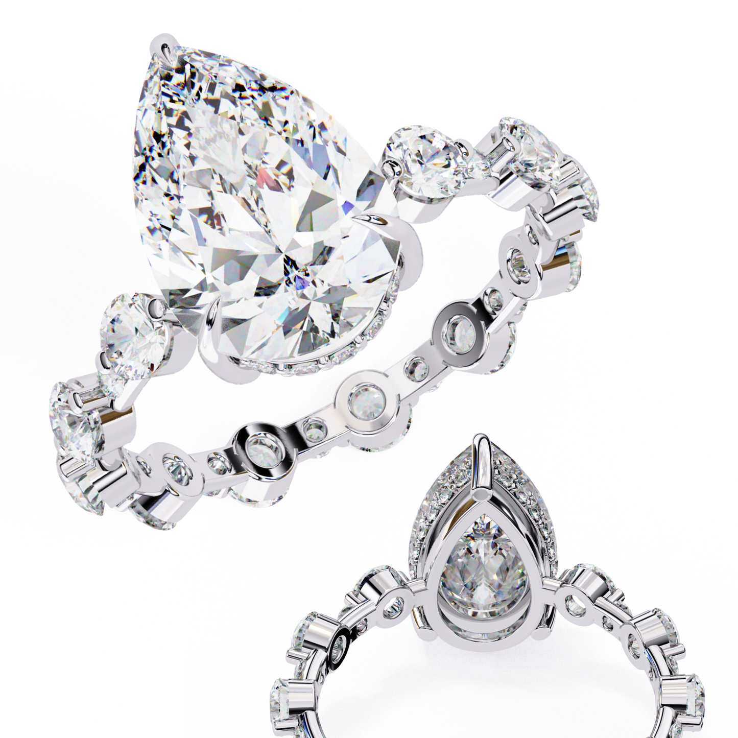 Stardrop Pear Shaped 3.06 Carat Solitaire Ring