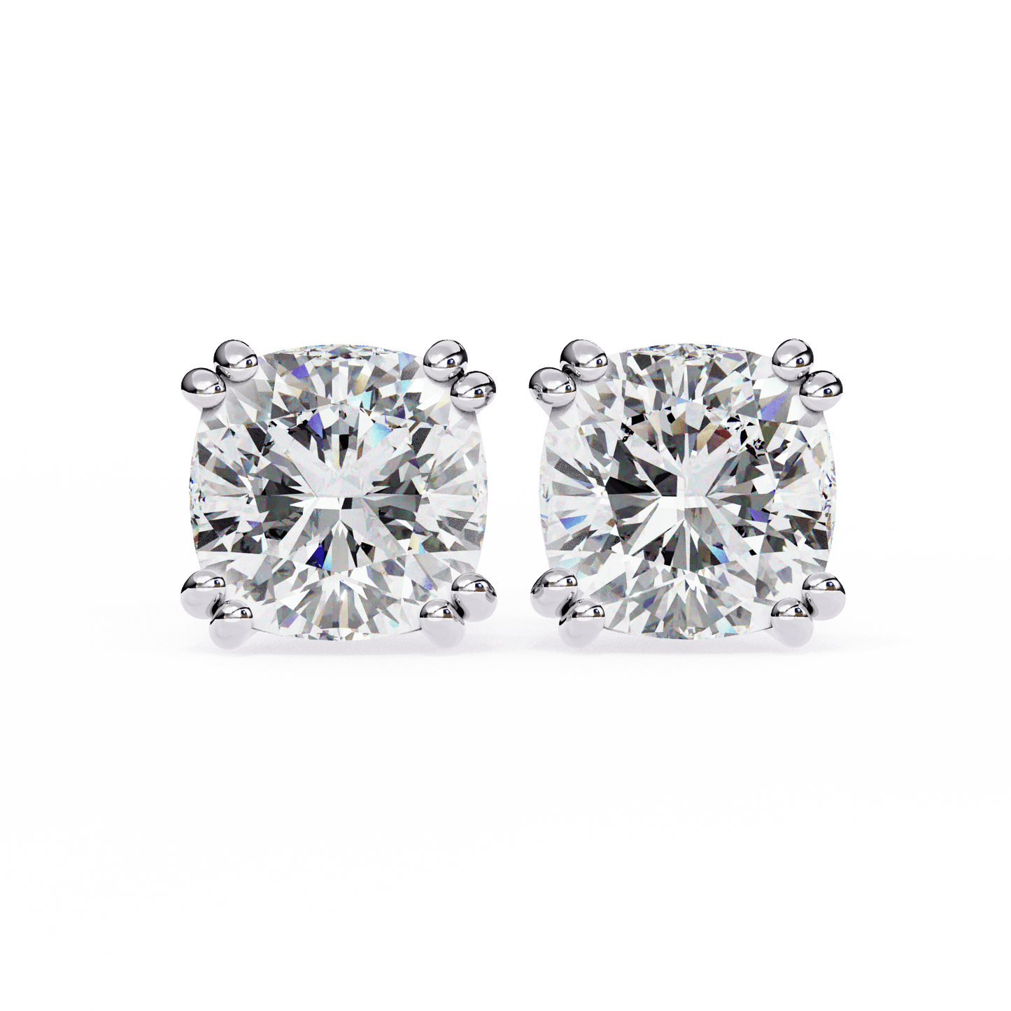1.52 Carat Each Princess Solitaire Earrings