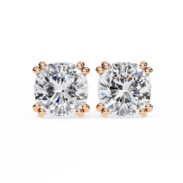 1.52 Carat Each Princess Solitaire Earrings