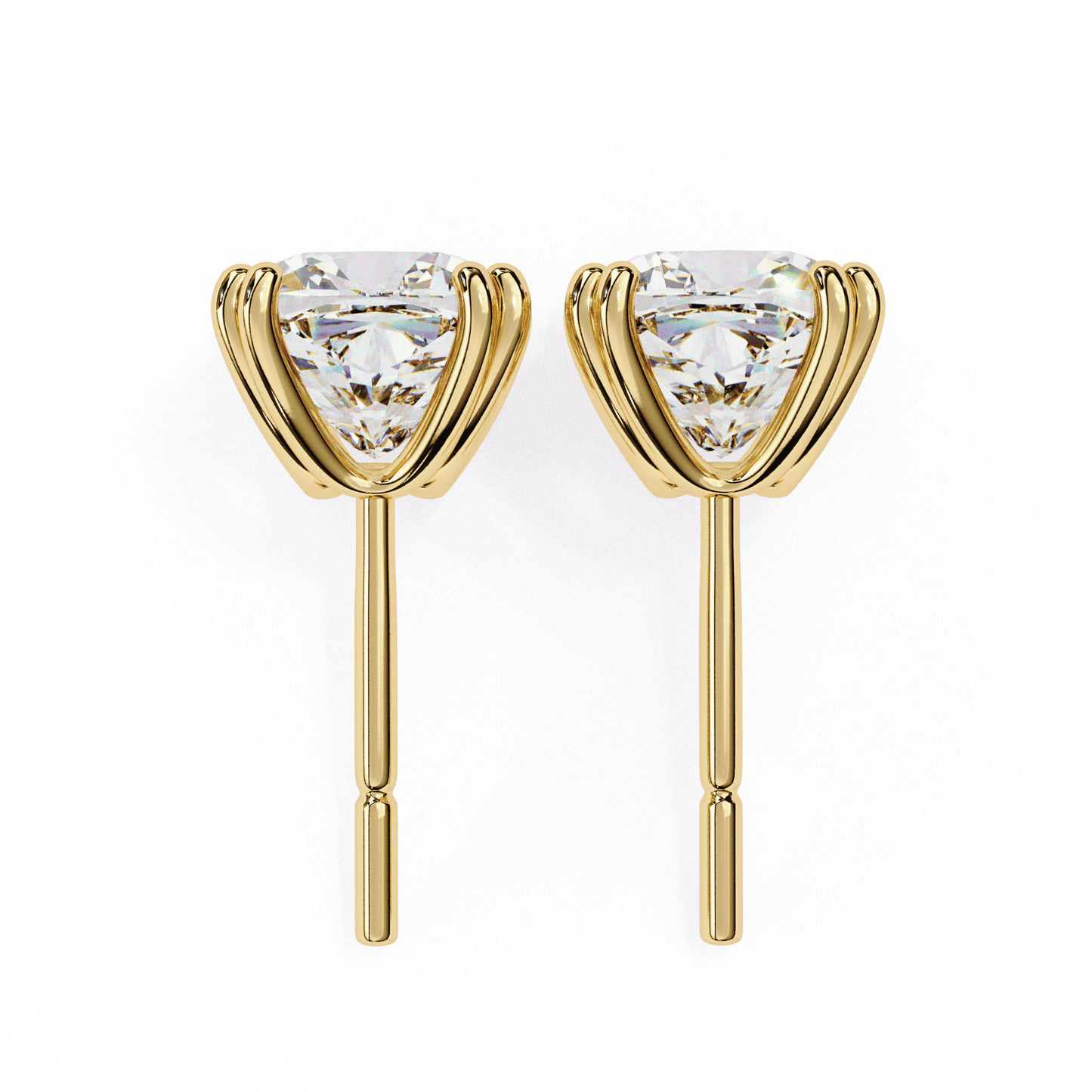 1.52 Carat Each Princess Solitaire Earrings