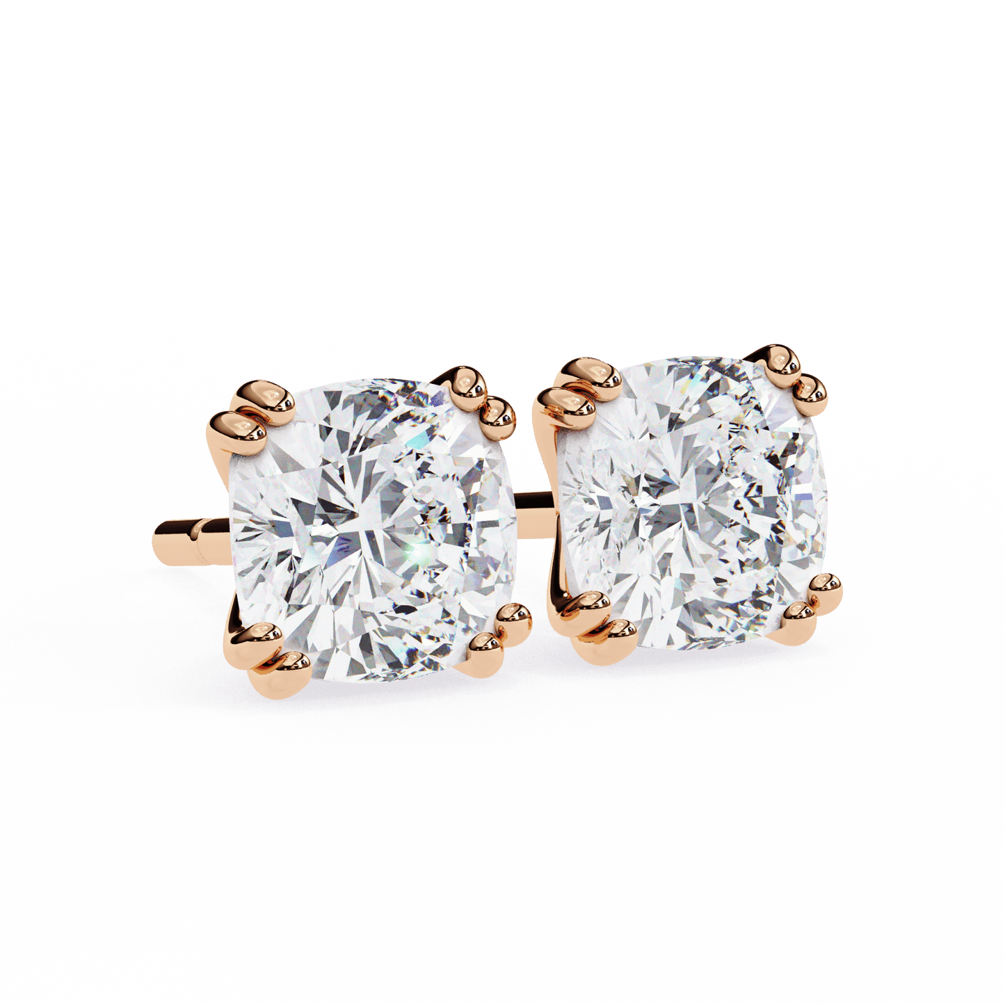 1.52 Carat Each Princess Solitaire Earrings