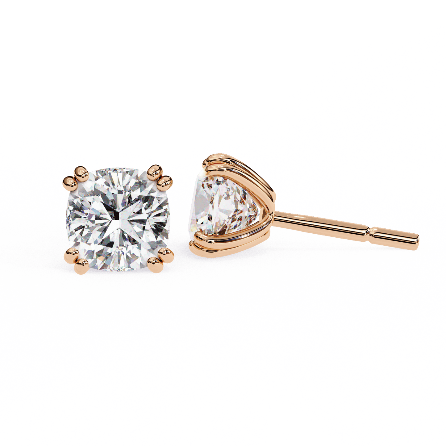 1.52 Carat Each Princess Solitaire Earrings
