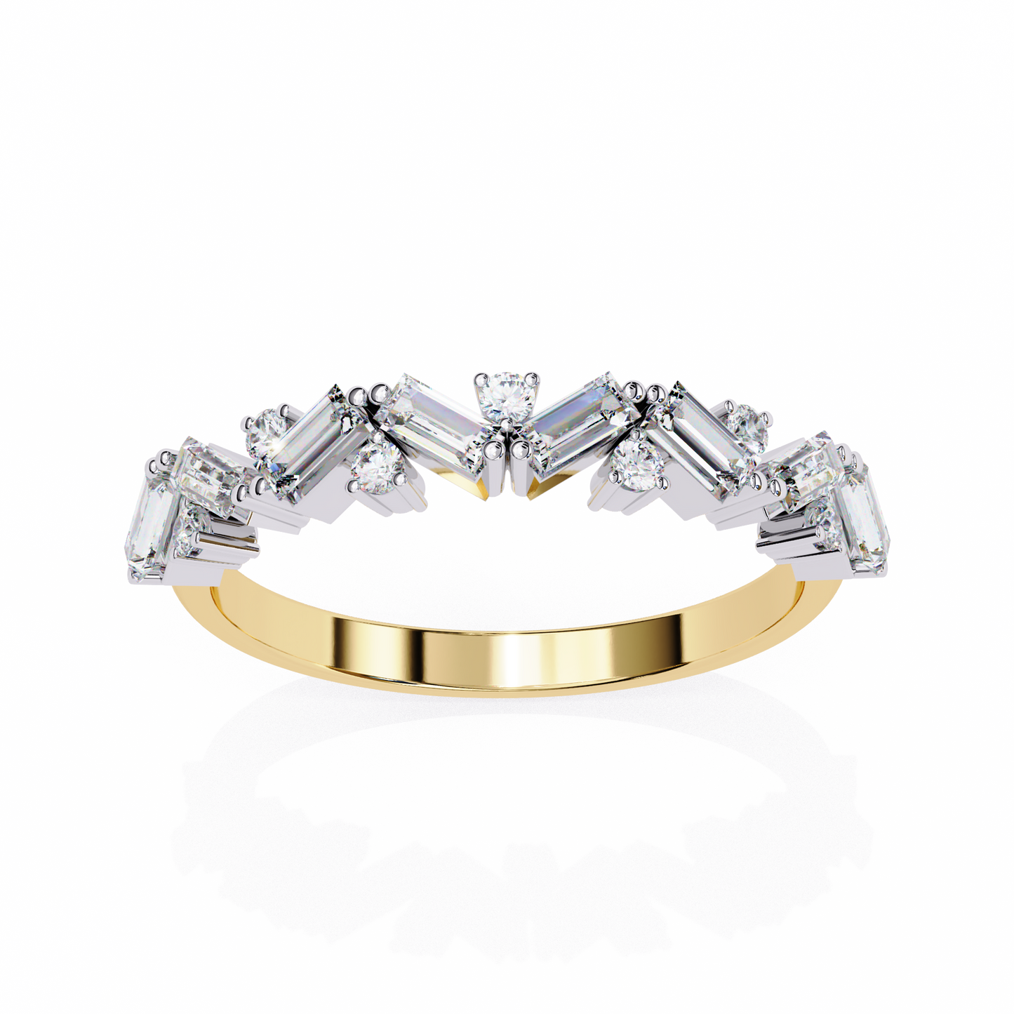 Geometric Diamond Band Ring