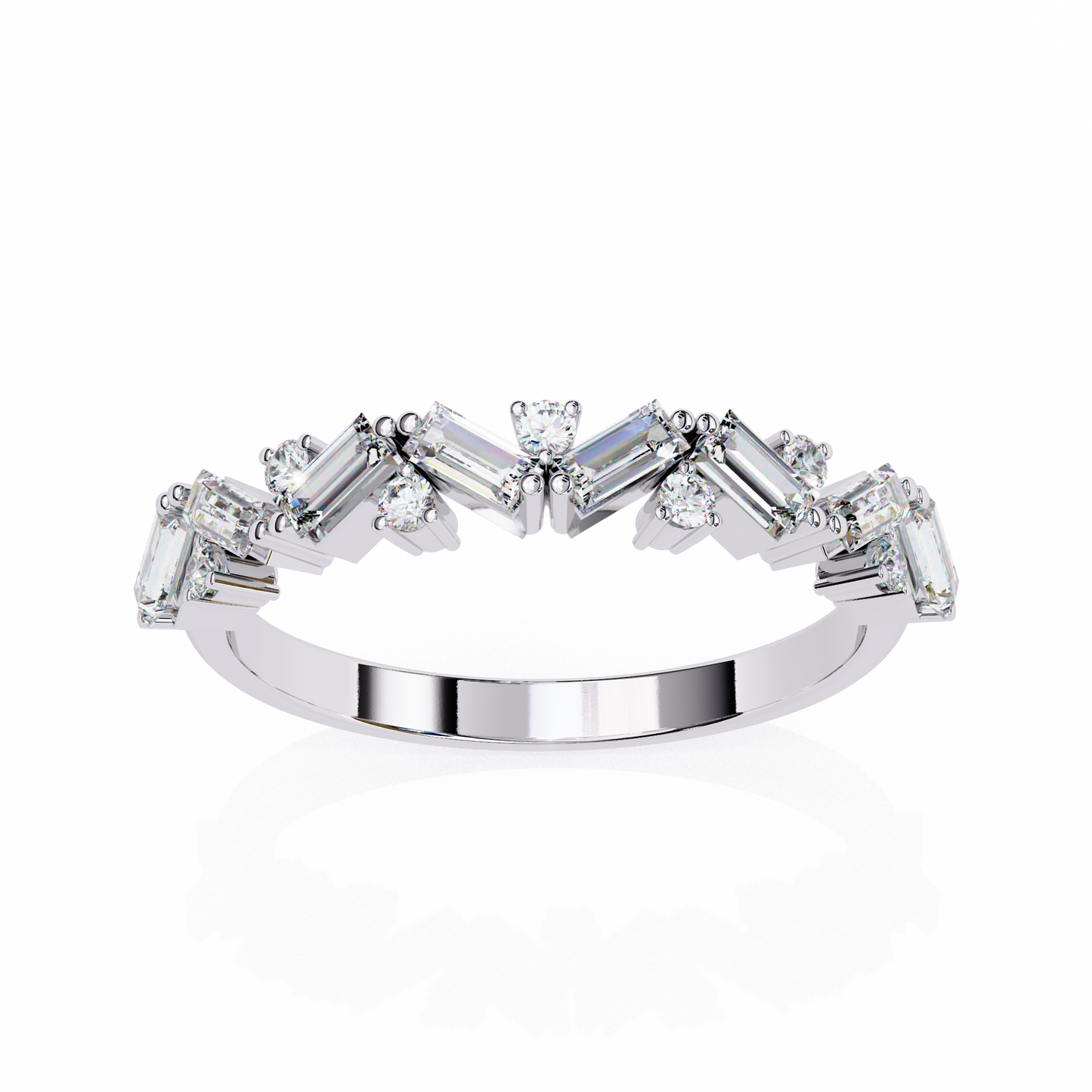 Geometric Diamond Band Ring
