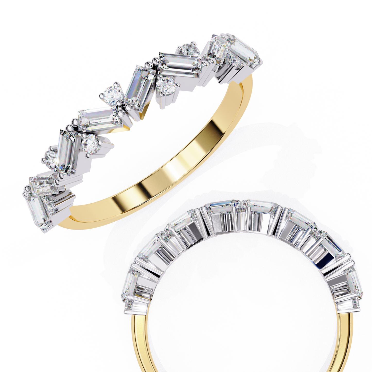 Geometric Diamond Band Ring