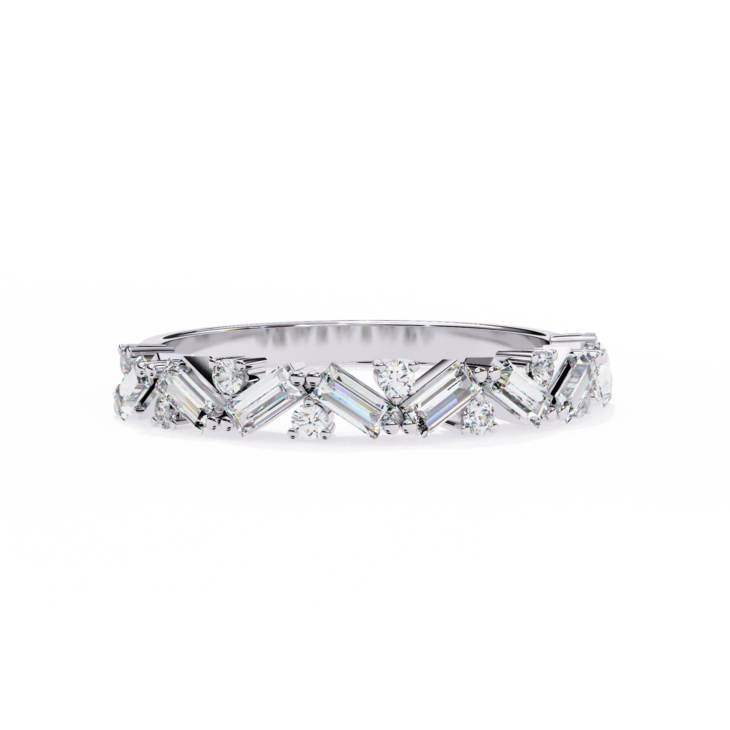 Geometric Diamond Band Ring