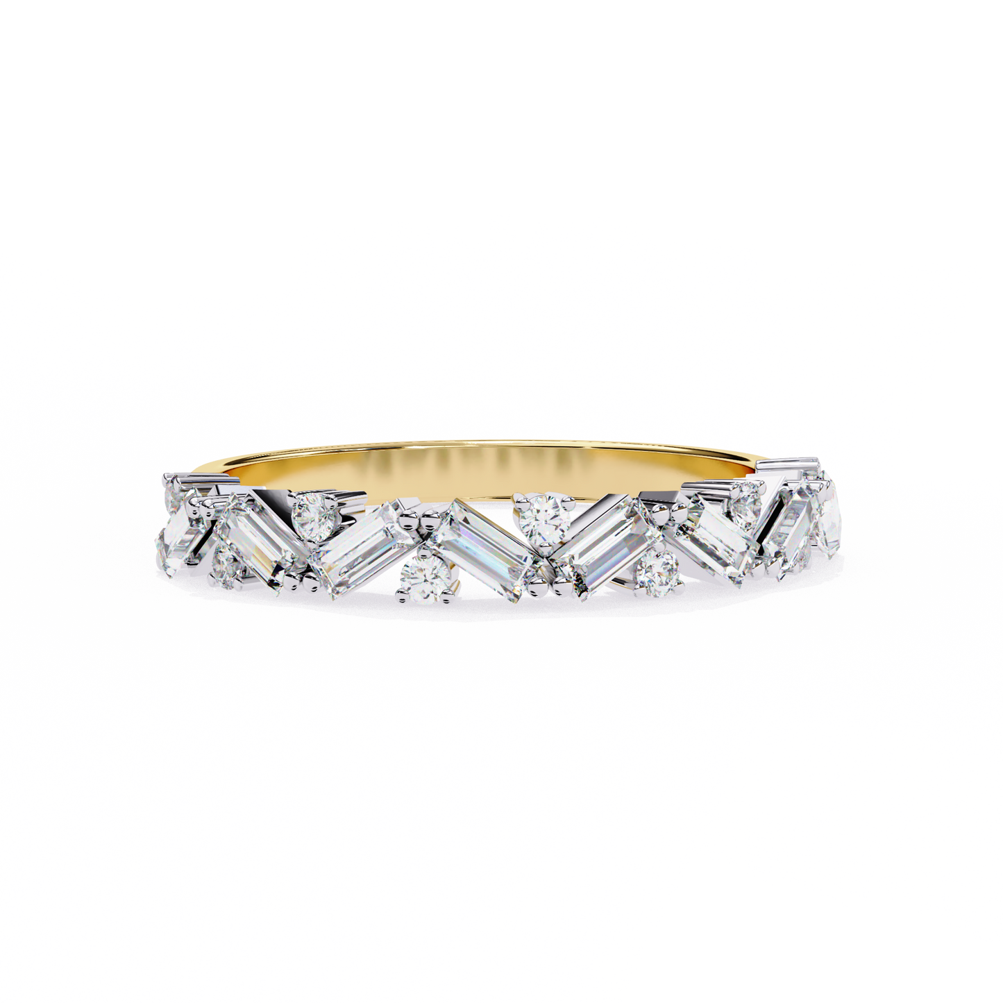 Geometric Diamond Band Ring