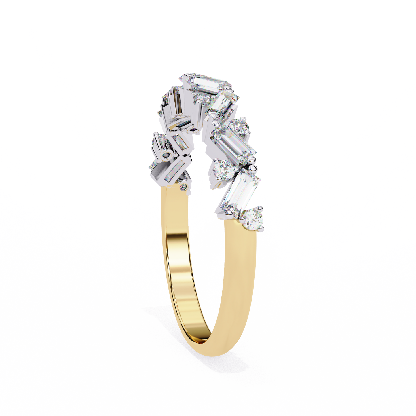 Geometric Diamond Band Ring
