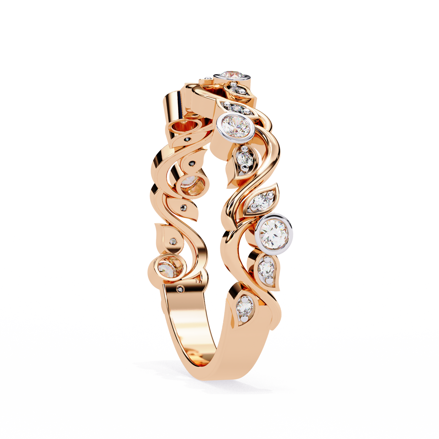 Camelia Crest Diamond Band Ring