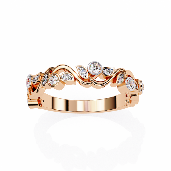 Camelia Crest Diamond Band Ring