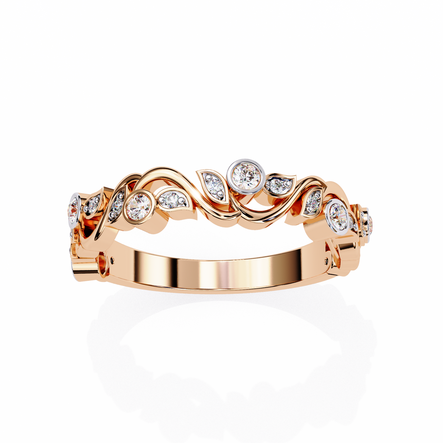 Camelia Crest Diamond Band Ring