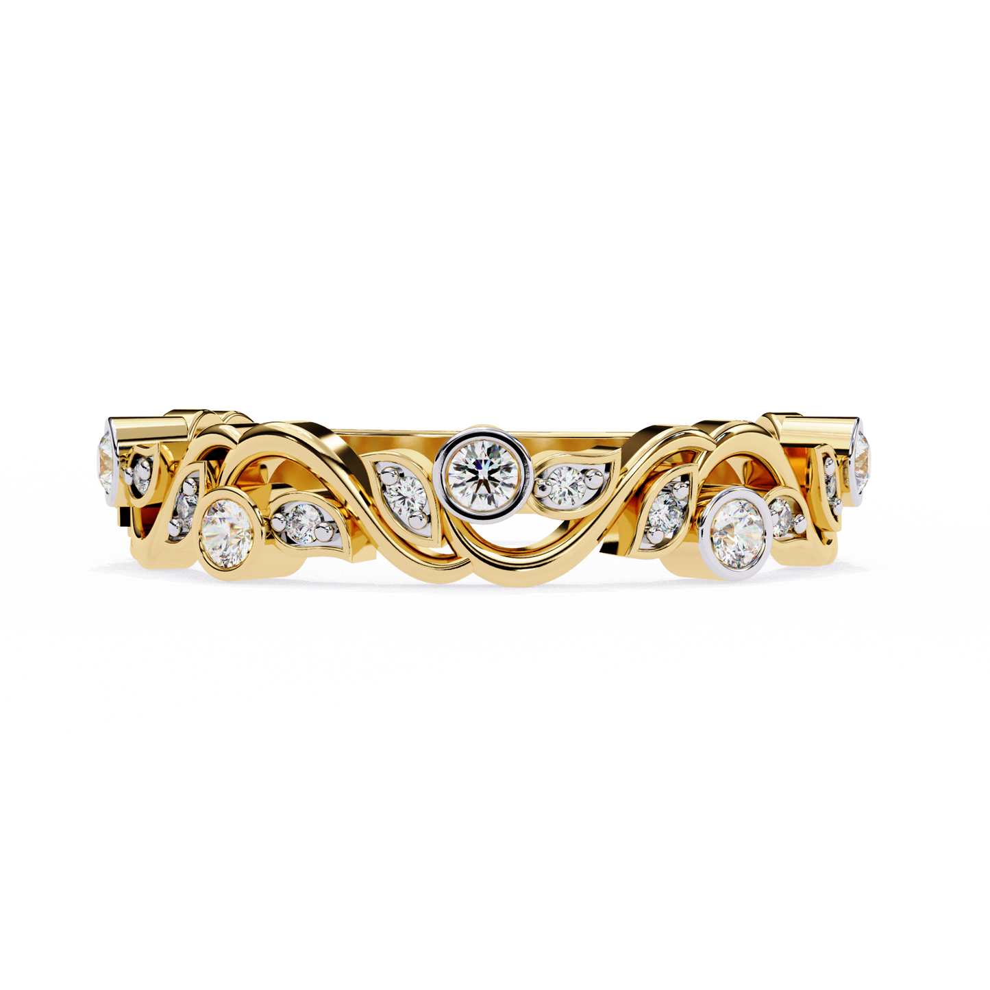 Camelia Crest Diamond Band Ring