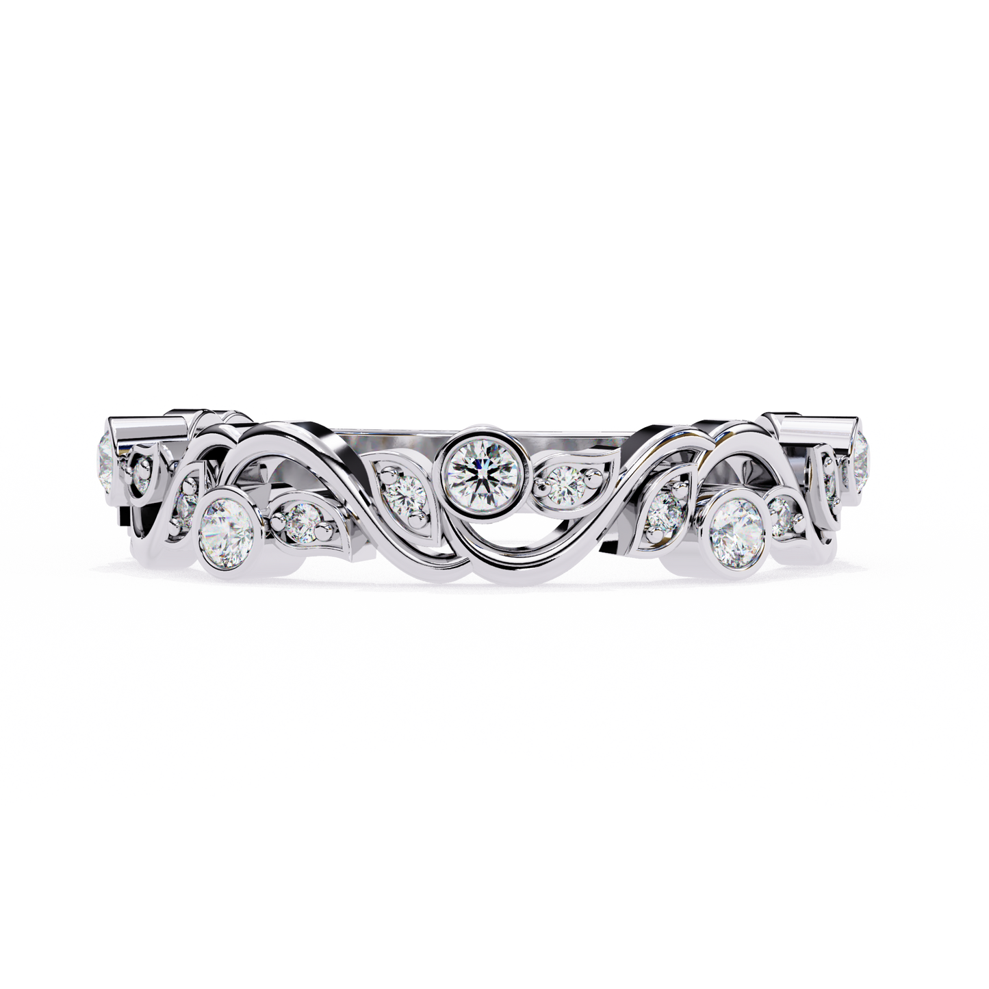 Camelia Crest Diamond Band Ring