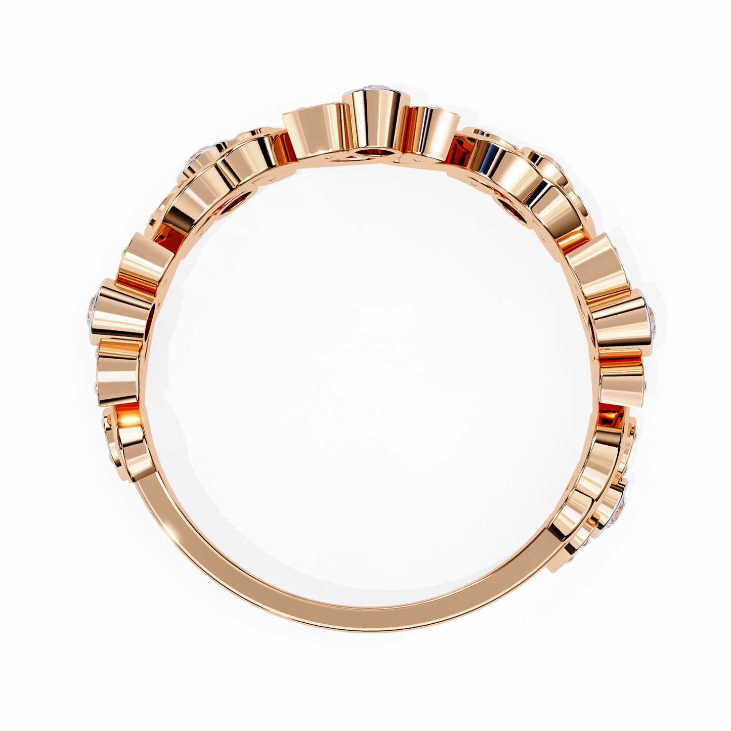 Camelia Crest Diamond Band Ring