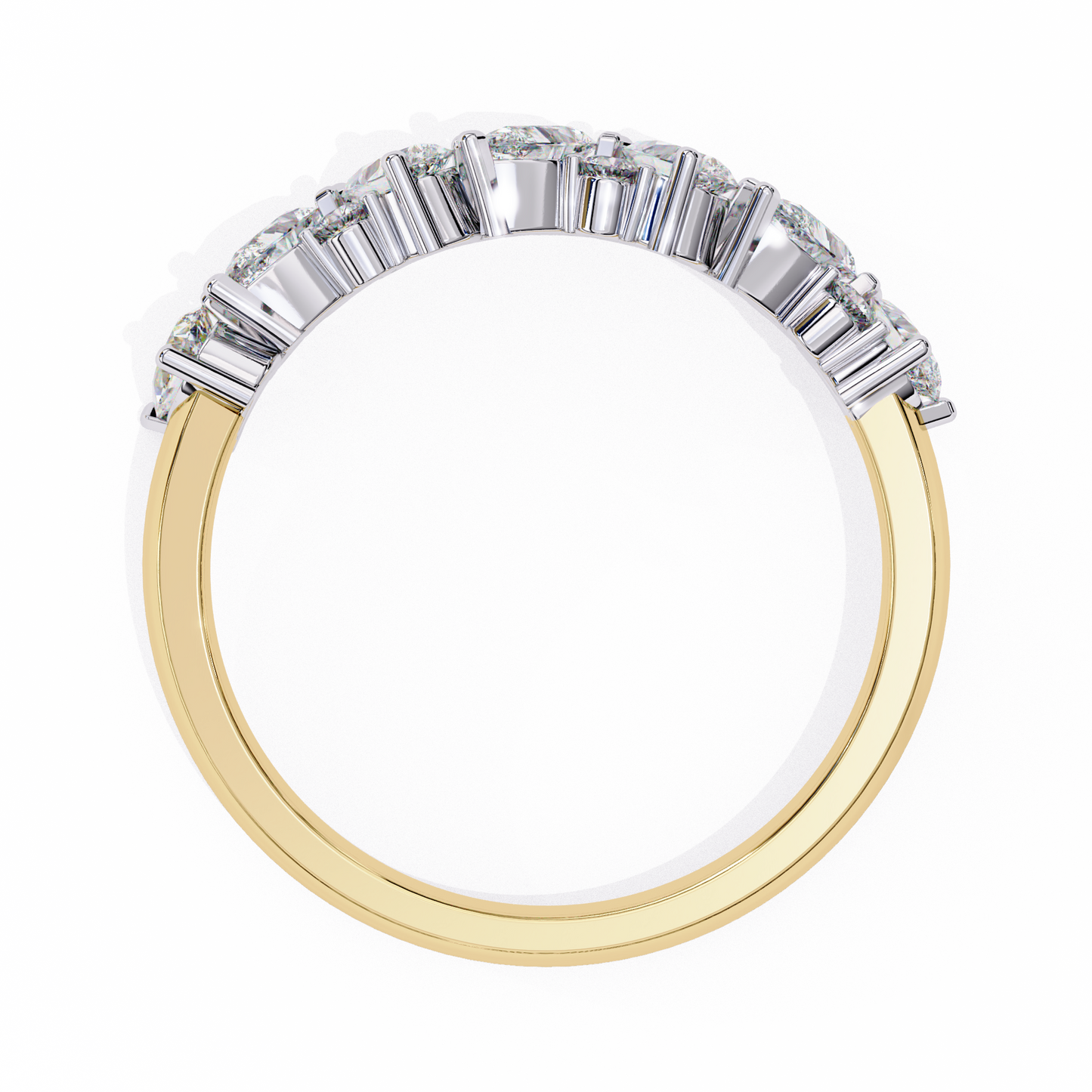 Asymmetric Diamonds  Band Ring
