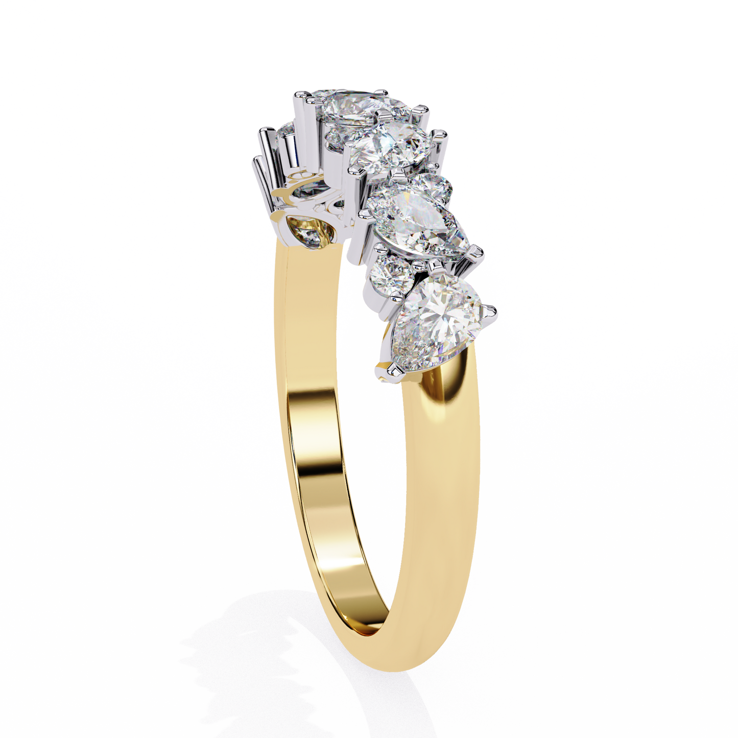 Asymmetric Diamonds  Band Ring